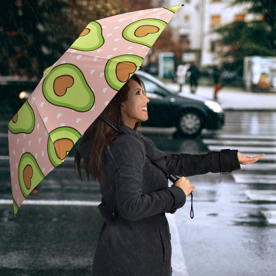 Avocado Heart Pink Background Umbrella