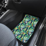 Colorful Parrot Exotic Flower Leaves Front Car Mats
