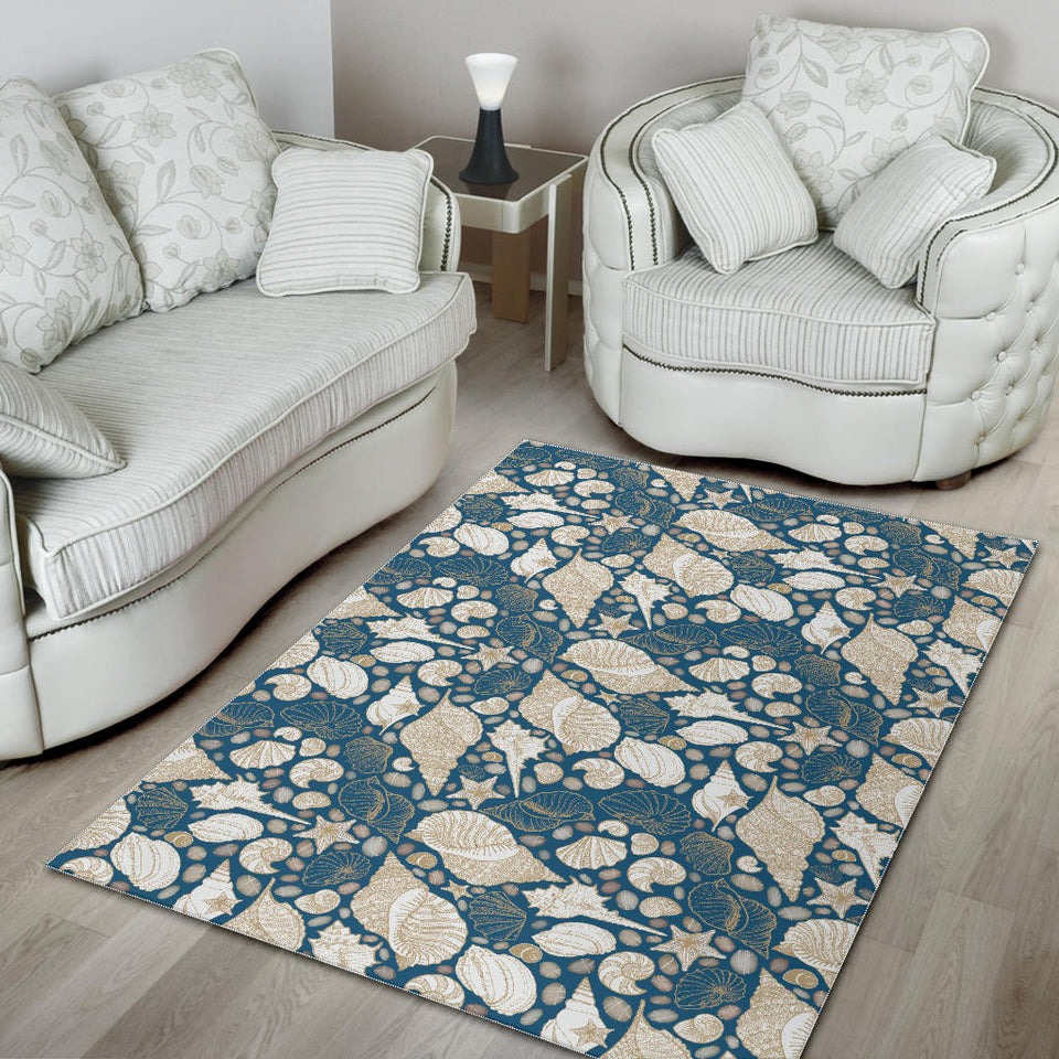 Shell Polynesian Tribal Design Pattern Area Rug