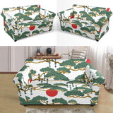 Bonsai Red Sun Japanese Pattern Loveseat Couch Slipcover