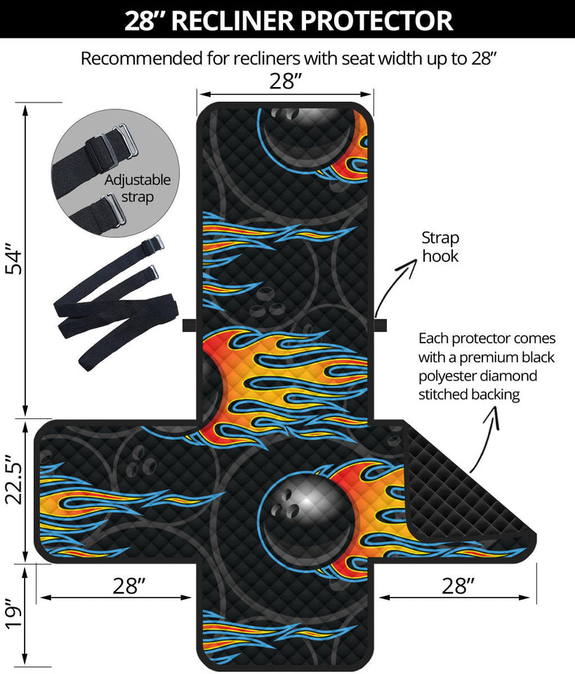 Bowling balls flame pattern Recliner Cover Protector