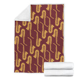 Hand Drawn Gold Saxophone Red Background  Premium Blanket