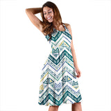Zigzag  Chevron Paint Design Pattern Sleeveless Midi Dress