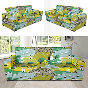 Hand Drawn Windmill Pattern Sofa Slipcover