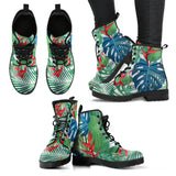 Heliconia Palm And Monstera  Leaves Pattern Leather Boots