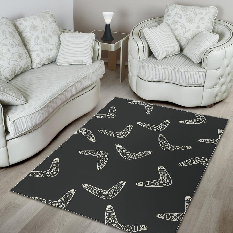 Hand Drawn Boomerang Australian Aboriginal Ornament Area Rug
