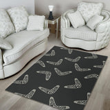 Hand Drawn Boomerang Australian Aboriginal Ornament Area Rug
