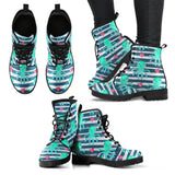 Cute Octopuses Heart Striped Background Leather Boots