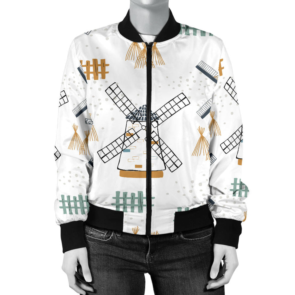Windmill Pattern Women'S Bomber Jacket