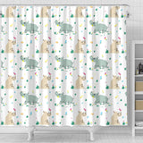 Cute Rhino Pattern Shower Curtain Fulfilled In US