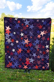 Red Blue Star Pattern Premium Quilt.