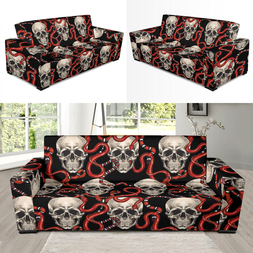 Red Snake Skull Pattern Sofa Slipcover