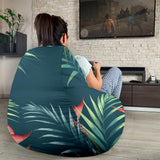 Heliconia Flowers, Palm And Monstera Leaves On Black Background Pattern Bean Bag Cover