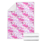 Pink Flamingo Flower Pattern Premium Blanket