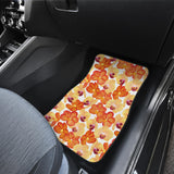 Orange Yellow Orchid Flower Pattern Background Front Car Mats