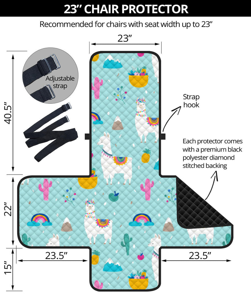 Llama alpaca cactus leaves pattern Chair Cover Protector