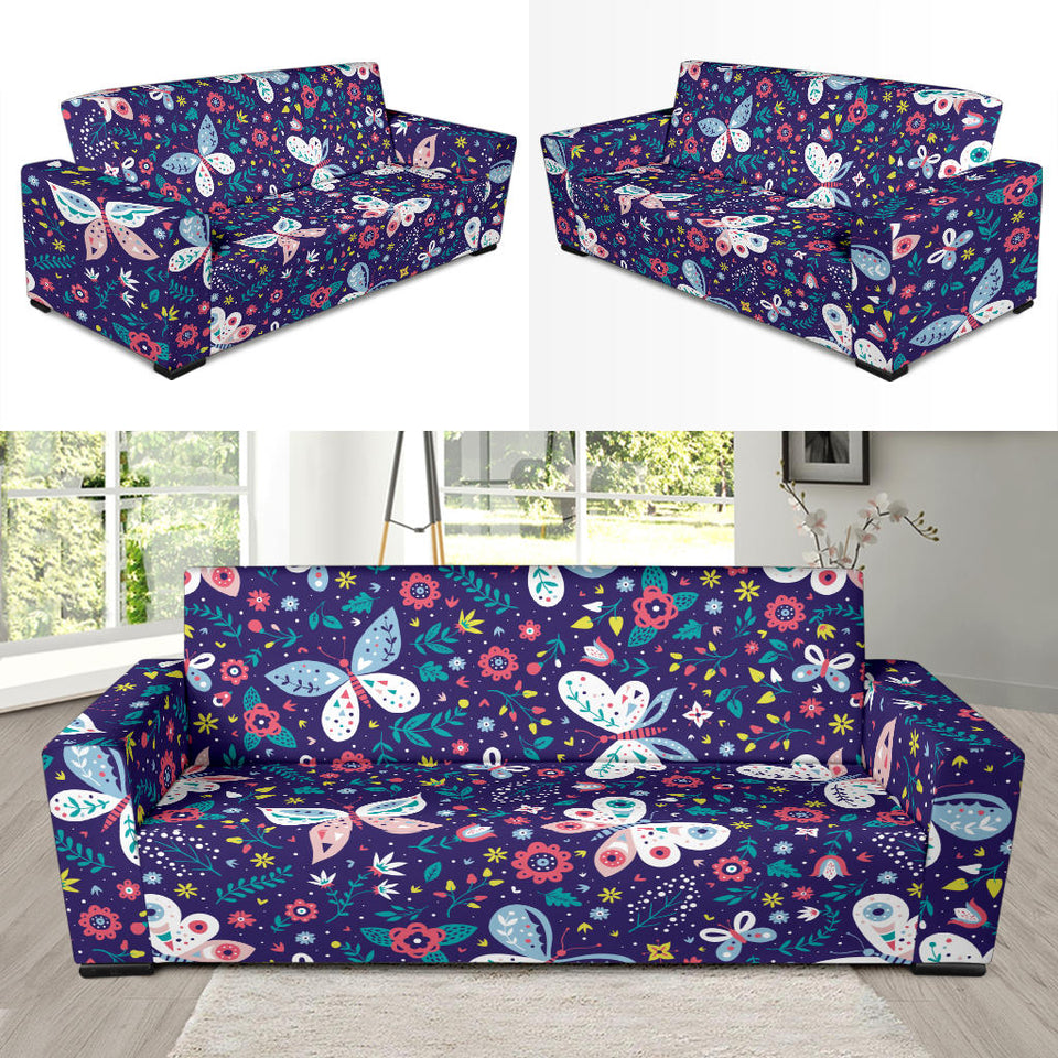 Colorful Butterfly Flower Pattern.Eps Sofa Slipcover