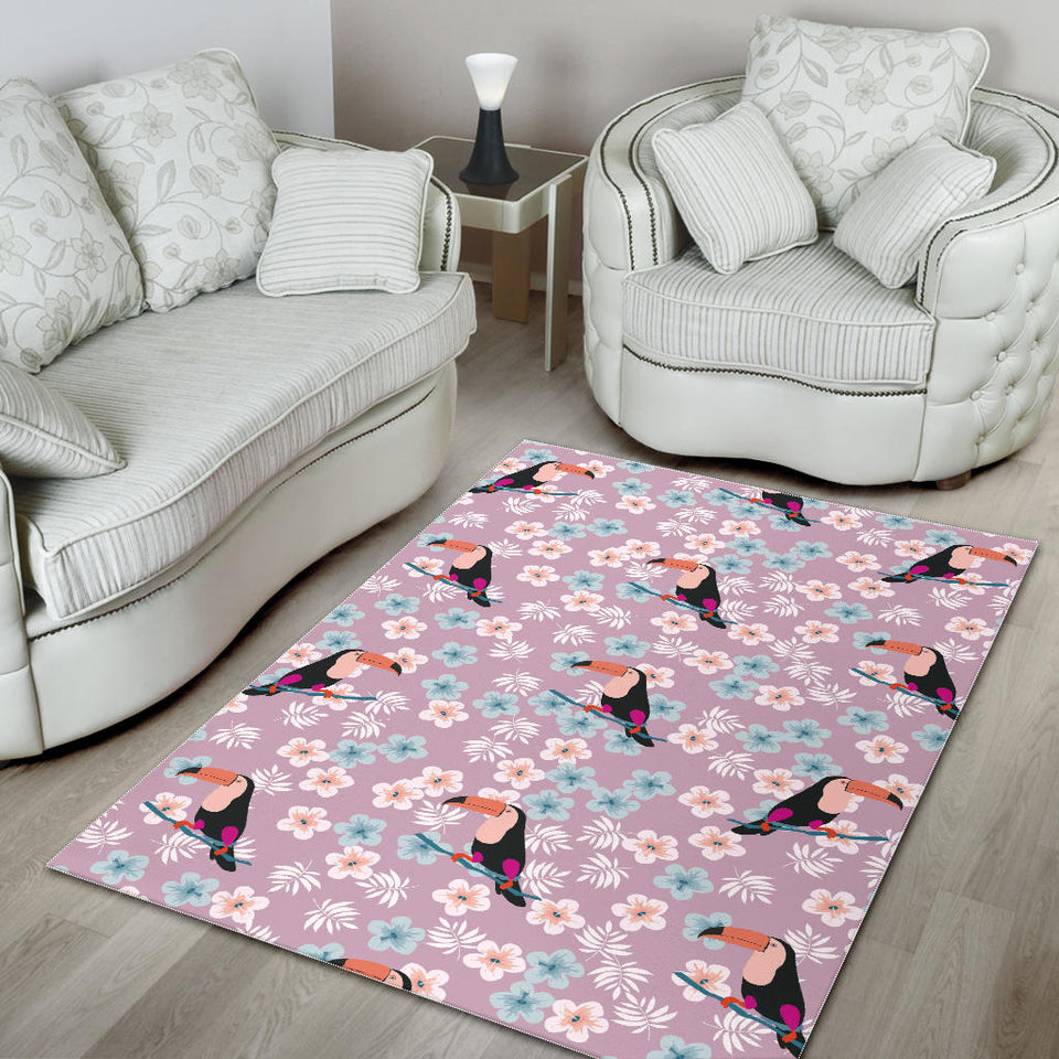 Beautiful Toucan Flower Leaves Area Rug
