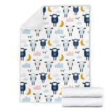 Cute Sleeping Sheep Moon Cloud Pattern Premium Blanket