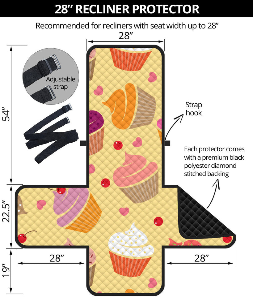 cake cupcake heart cherry pattern Recliner Cover Protector