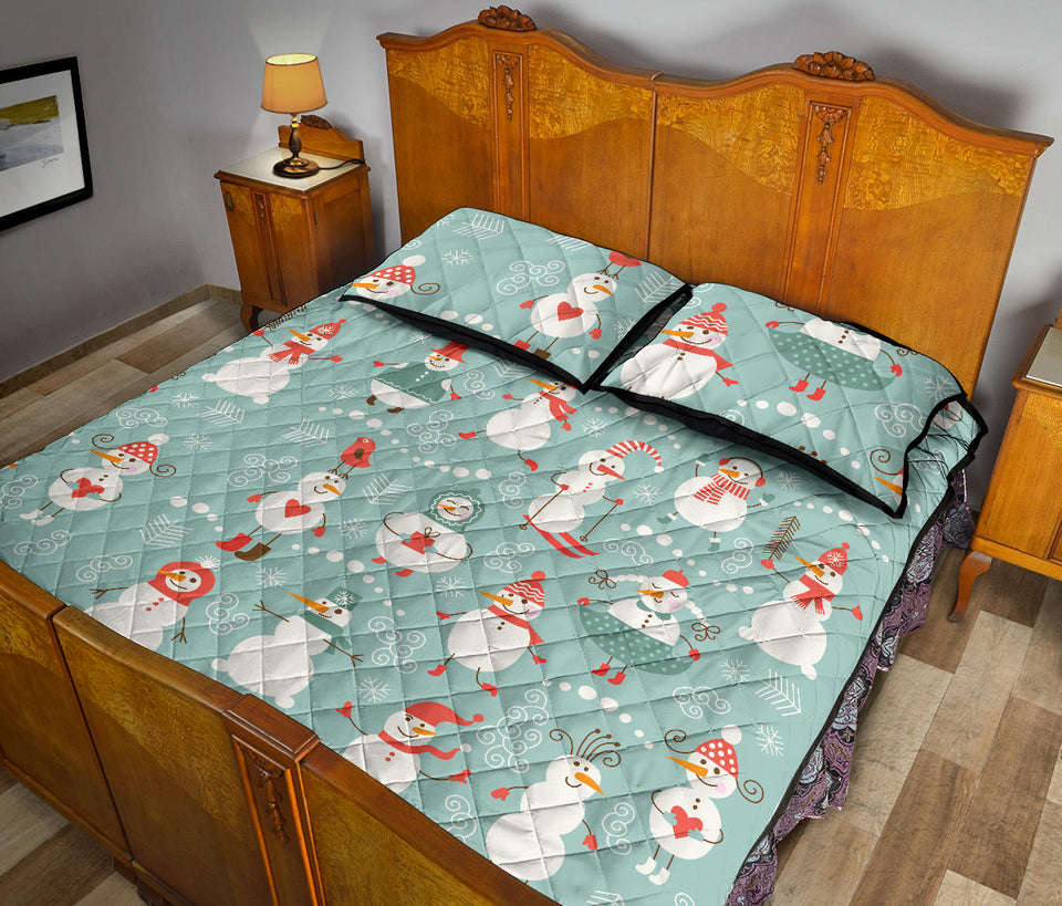 Cute snowman pattern Quilt Bed Set