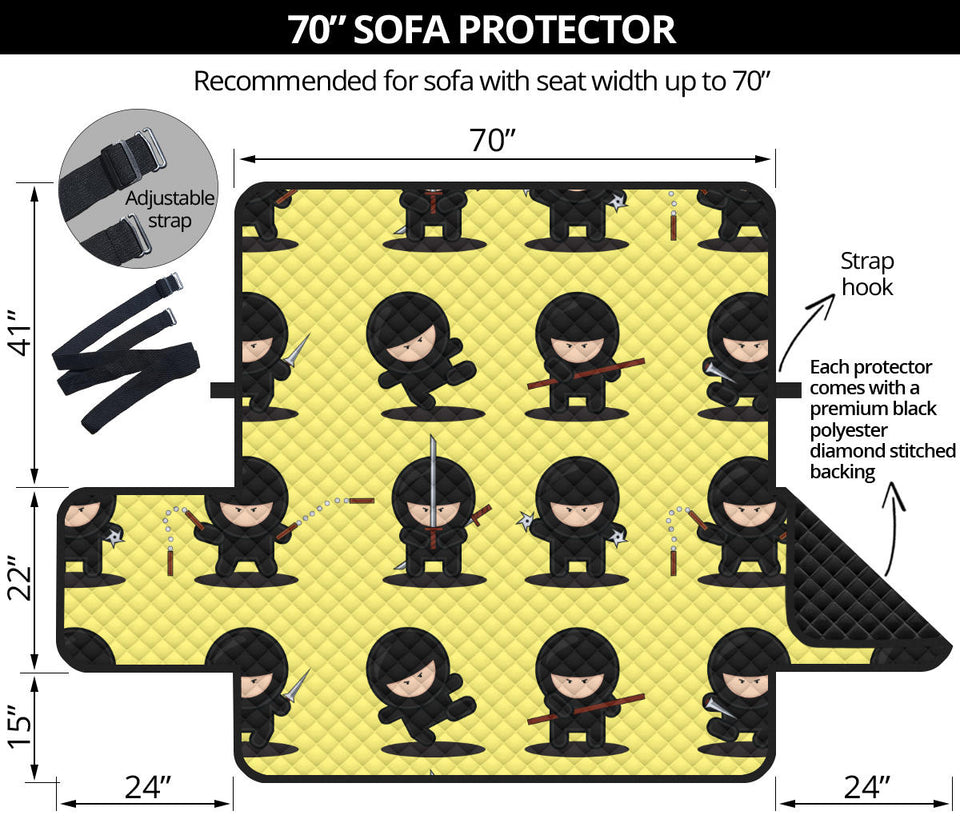 Cute ninja yellow background Sofa Cover Protector