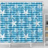 Starfish Blue Blackground Shower Curtain Fulfilled In US