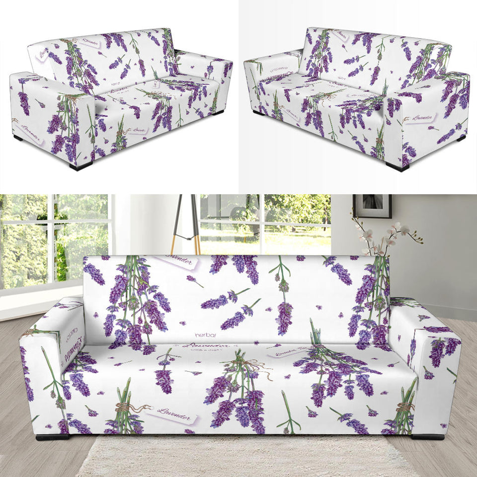 Lavender Flower Design Pattern Sofa Slipcover