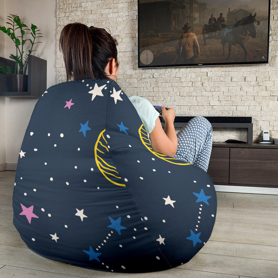 Space Pattern With Planets, Comets, Constellations And Stars Bean Bag Cover