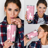 Llama Alpaca Pink Background Tumbler