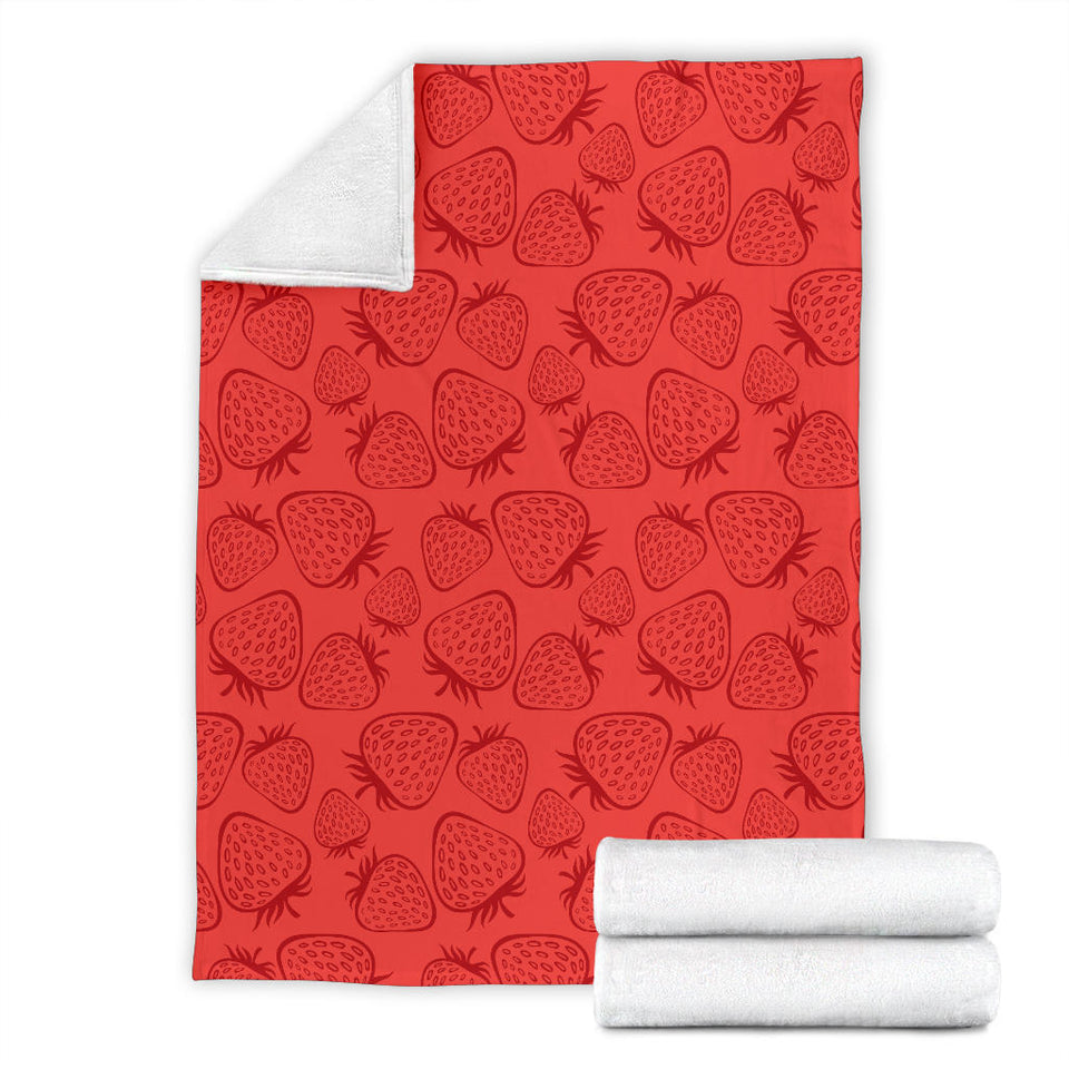 Strawberry Pattern Red Background Premium Blanket