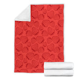 Strawberry Pattern Red Background Premium Blanket