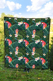 Parrot Palm Tree Leaves Flower Hibiscus Pattern Premium Quilt