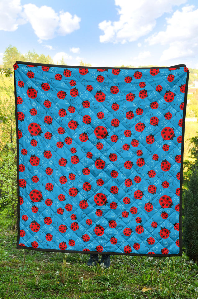 Ladybug Pattern Print Design 02 Premium Quilt