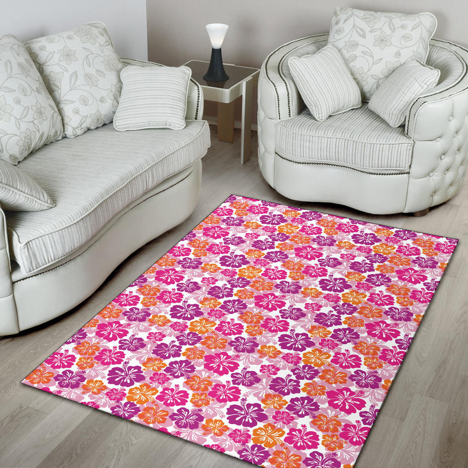 Hibiscus Pattern Print Design 01 Area Rug
