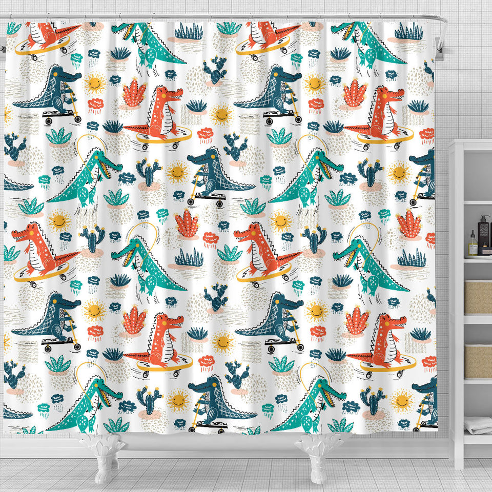 Cute Crocodile Pattern Shower Curtain Fulfilled In US