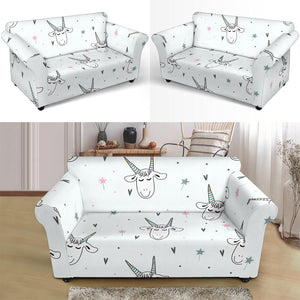 Cute Goat Design Pattern Loveseat Couch Slipcover