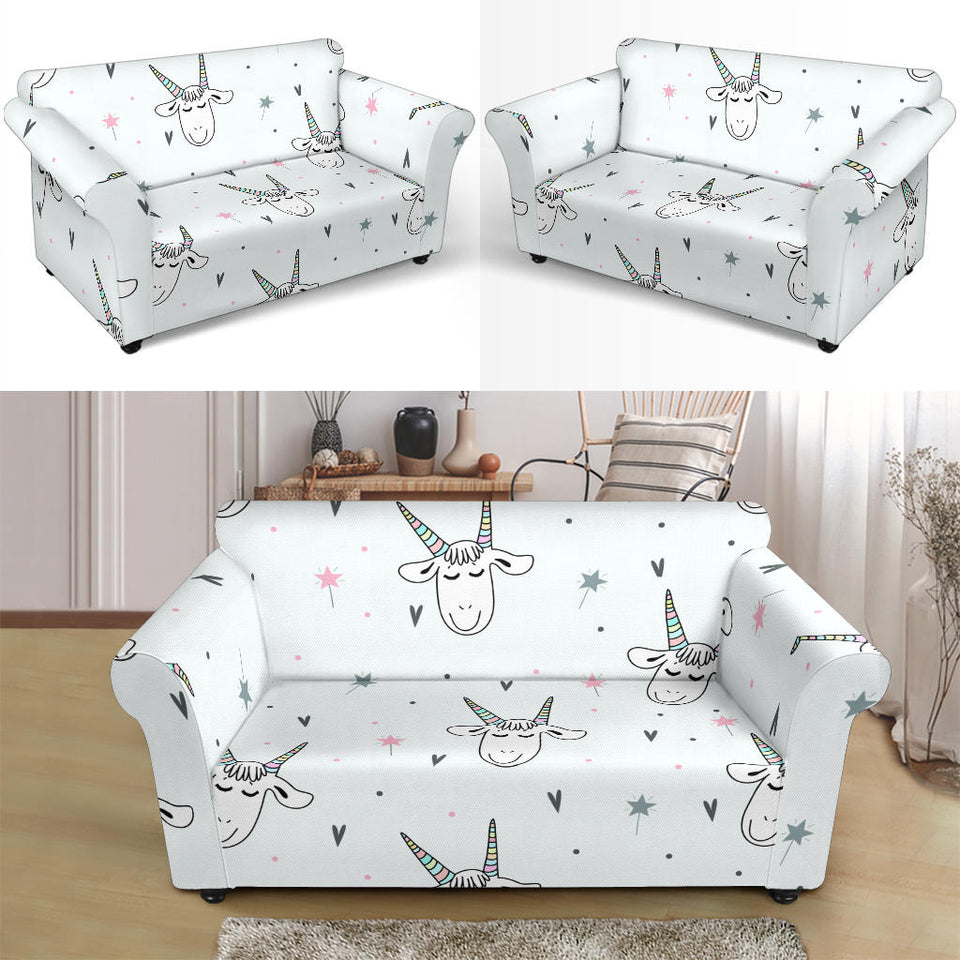 Cute Goat Design Pattern Loveseat Couch Slipcover