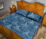 Hand drawn sailboat pattern Quilt Bed Set