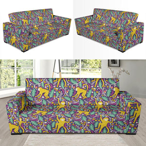 Cute Yellow Monkey Leaves Pattern Sofa Slipcover