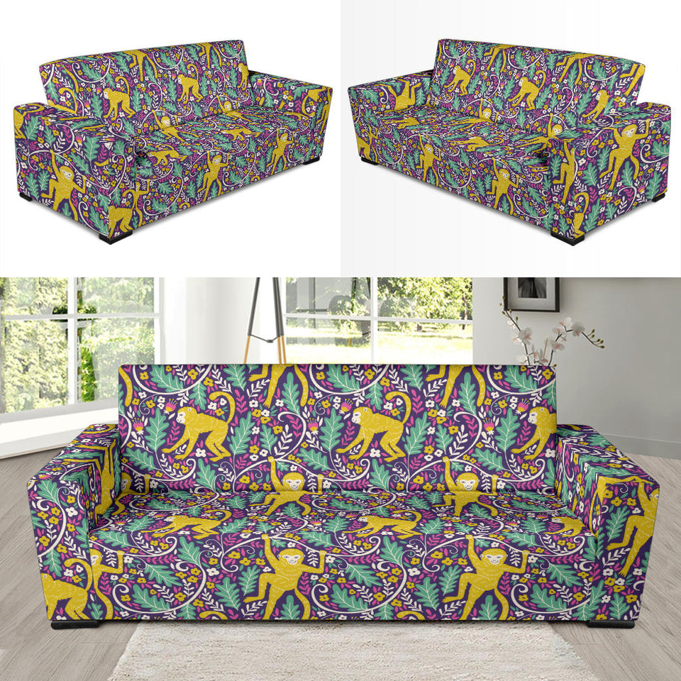 Cute Yellow Monkey Leaves Pattern Sofa Slipcover