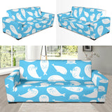 Cute White Sea Lion Seals Pattern Sofa Slipcover