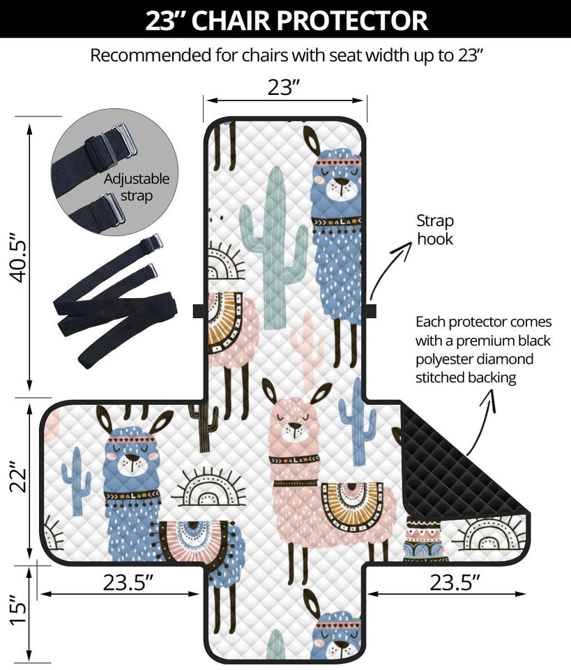 lama Alpaca cactus hand drawn pattern Chair Cover Protector