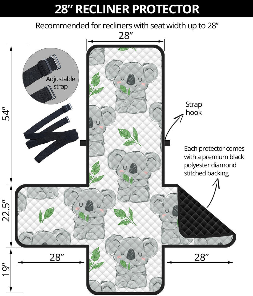 Hand drawn Koala leaves pattern Recliner Cover Protector