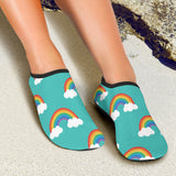 Rainbow Pattern Green Background Aqua Shoes