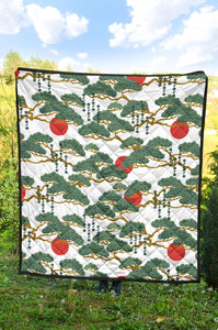 Bonsai Red Sun Japanese Pattern Premium Quilt