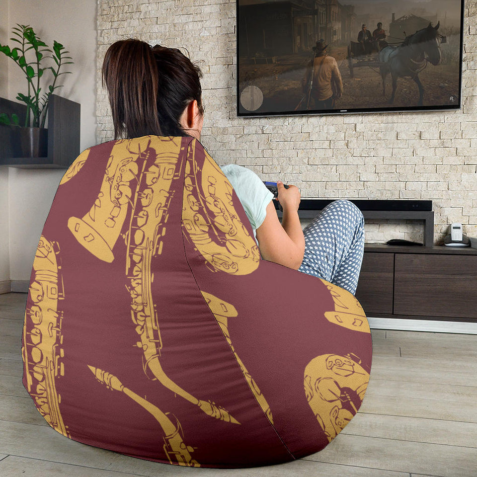 Hand Drawn Gold Saxophone Red Background  Bean Bag Cover