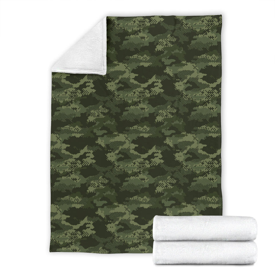 Digital Green Camo Camouflage Pattern Premium Blanket