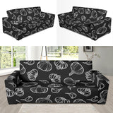 Garlic Pattern Black Background Sofa Slipcover