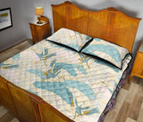 Bonsai bamboo stork japanese pattern cream theme Quilt Bed Set
